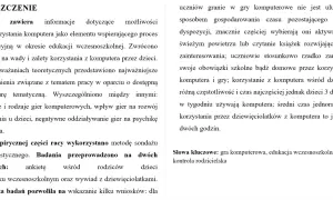 Streszczenie pracy o grach komputerowych w edukacji wczesnoszkolnej, analizujące ich wpływ na dzieci. Jak napisać recenzję książki naukowej o tym temacie?