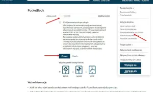Ustawienia konta ebookpoint: jak ściągnąć książki na Kindle. Wybierz format EPUB, MOBI lub PDF.