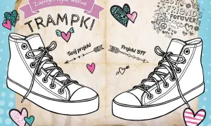 Zaprojektuj własne trampki dla siebie i swojej BFF! Rysunek pary trampek z serduszkami i napisem "Projekt BFF".