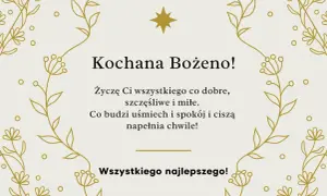 Złote, delikatne ozdoby kwiatowe otaczają życzenia imieninowe dla Bożeny. Wierszyki na imieniny pełne ciepłych słów.
