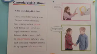 Wierszyk na dzień przyjaciela o czarodziejskich słowach: proszę, dziękuję, przepraszam. Dzieci uczą się dobrych manier.