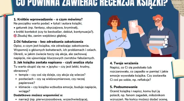 Jak napisać opinię o książce? Poradnik krok po kroku: wprowadzenie, fabuła, styl, wrażenia i podsumowanie.