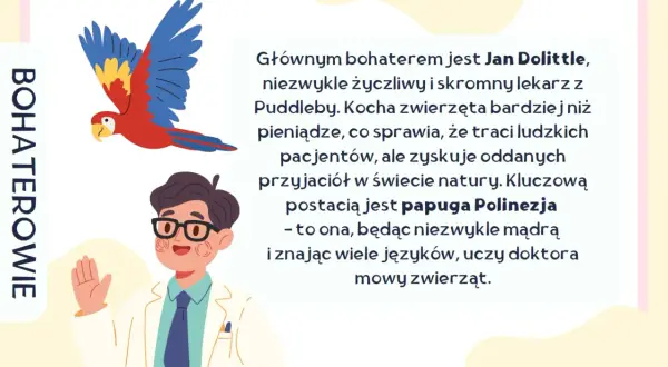 Doktor Dolittle, kochający zwierzęta bardziej niż pieniądze, dzięki papudze Polinezji uczy się mowy zwierząt, co wyjaśnia, dlaczego zaczął je leczyć.