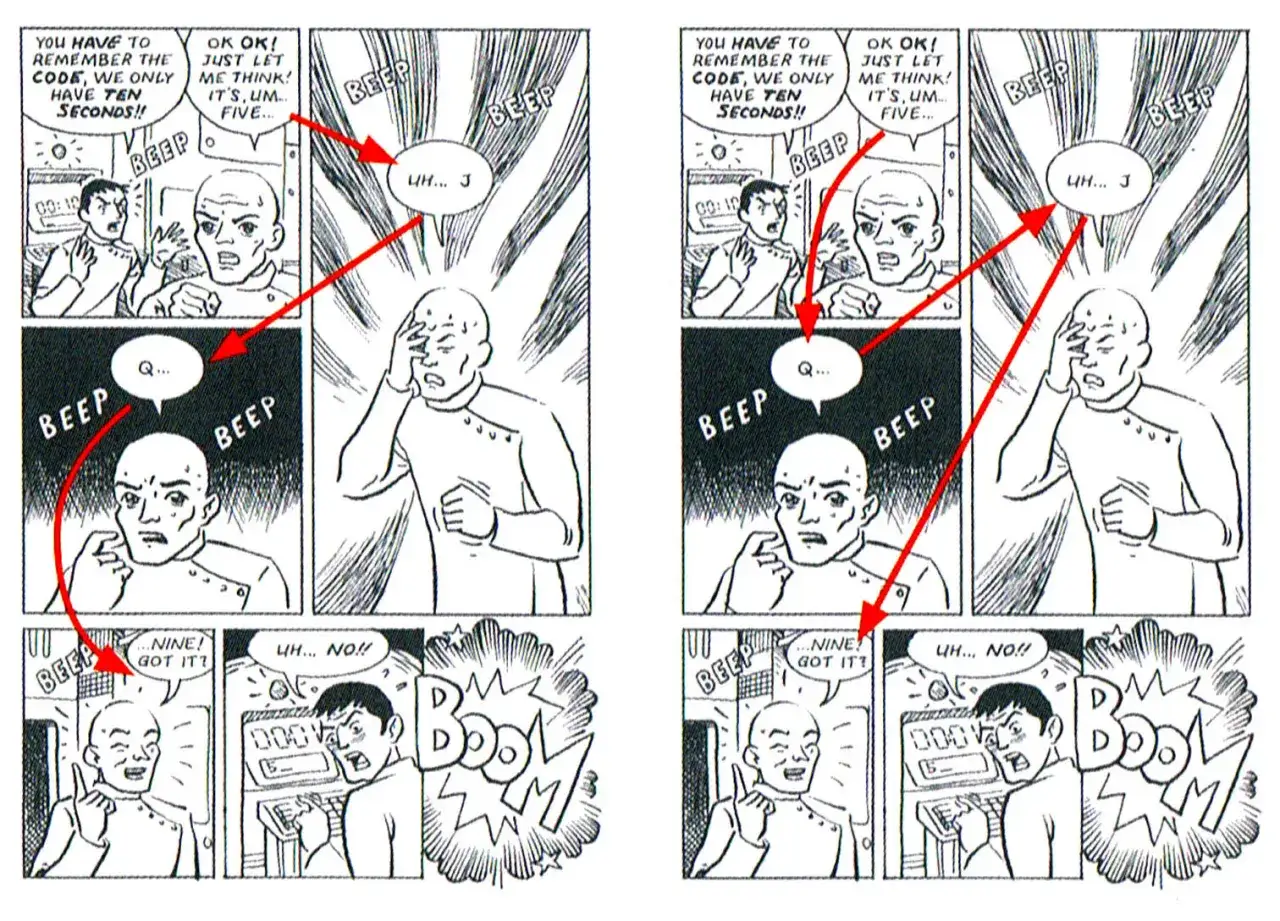 Komiks pokazuje, jak trudne może być zapamiętanie kodu, co pokazuje, czy manga to utwór literacki. Postać próbuje sobie przypomnieć, co prowadzi do wybuchu.