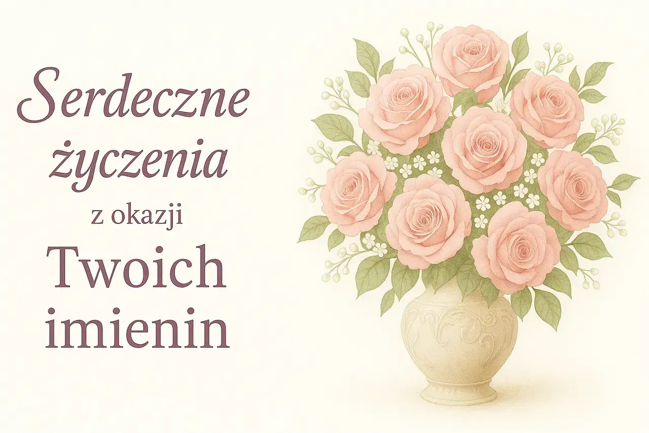 Wierszyki na imieniny z bukietem róż. Serdeczne życzenia z okazji Twoich imienin.