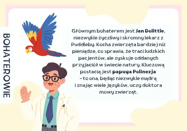Doktor Dolittle, kochający zwierzęta bardziej niż pieniądze, dzięki papudze Polinezji uczy się mowy zwierząt, co wyjaśnia, dlaczego zaczął je leczyć.